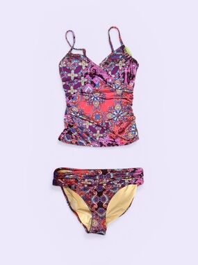 Purple & Coral Printed Women’s Tankini Set